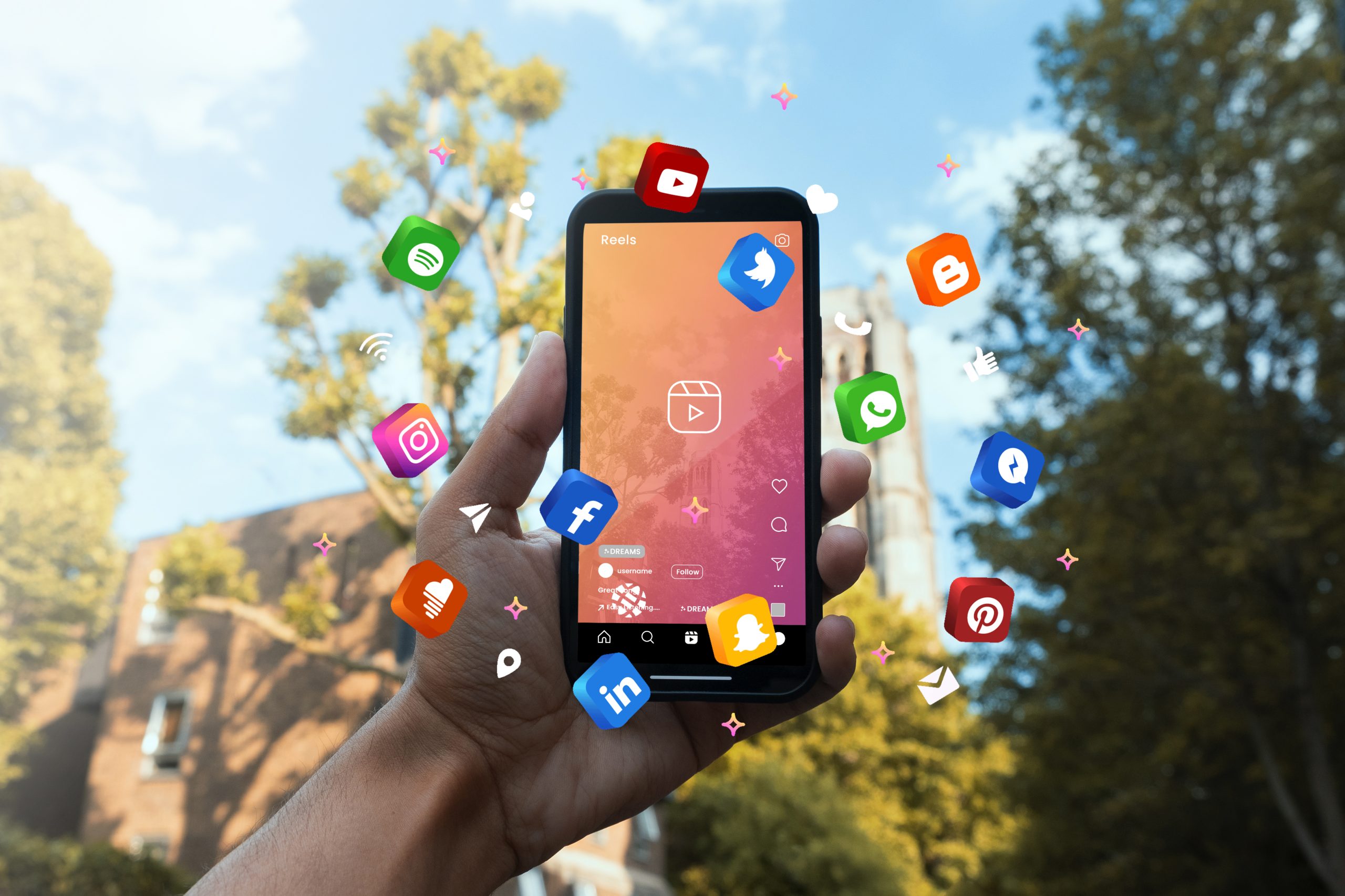 hand holding smartphone social media concept (2)